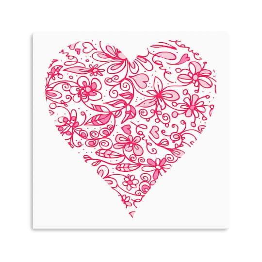 Pink Flower Love Heart Canvas Giclée Art